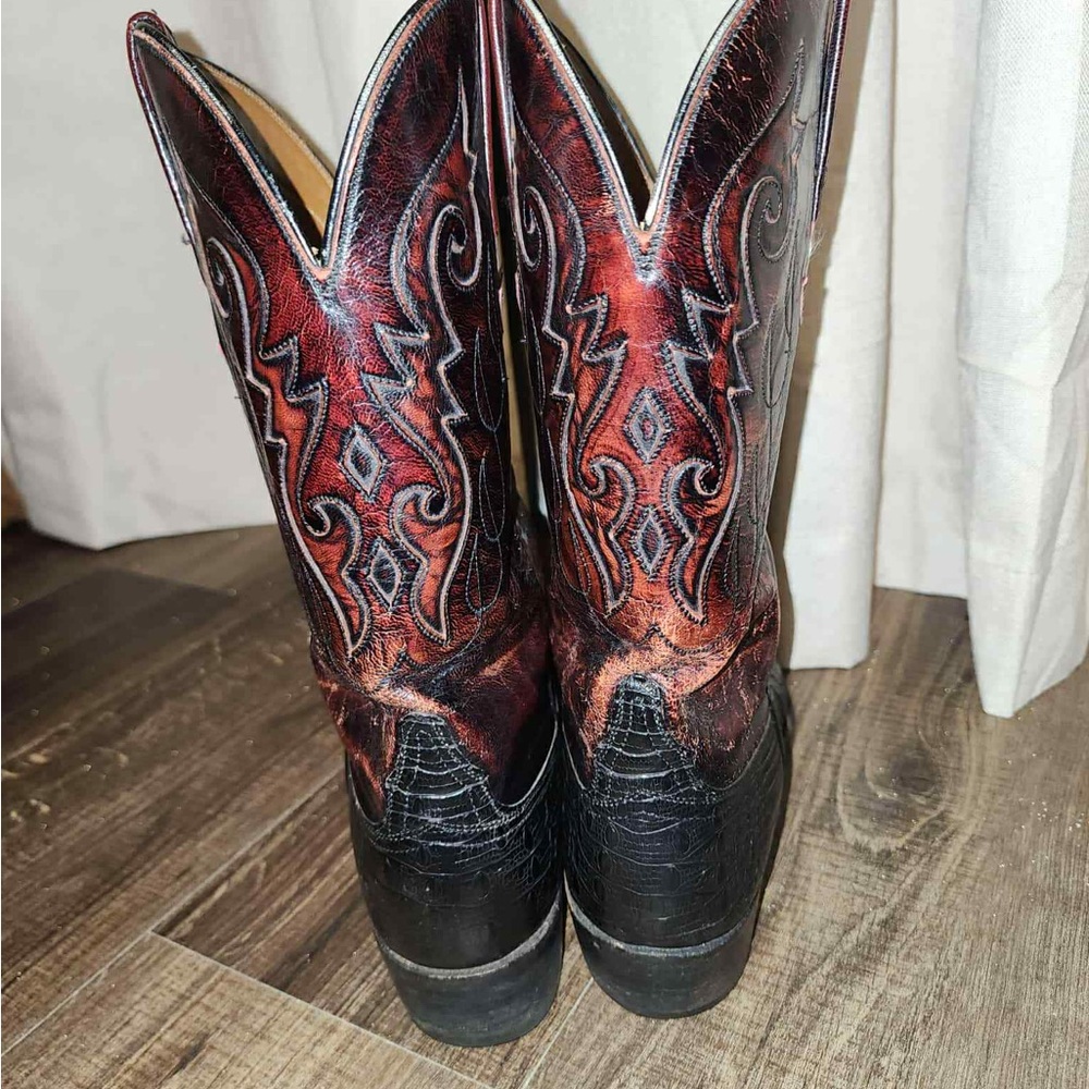 Lucchese Black and Red Western Boots - Picture 3 of 16